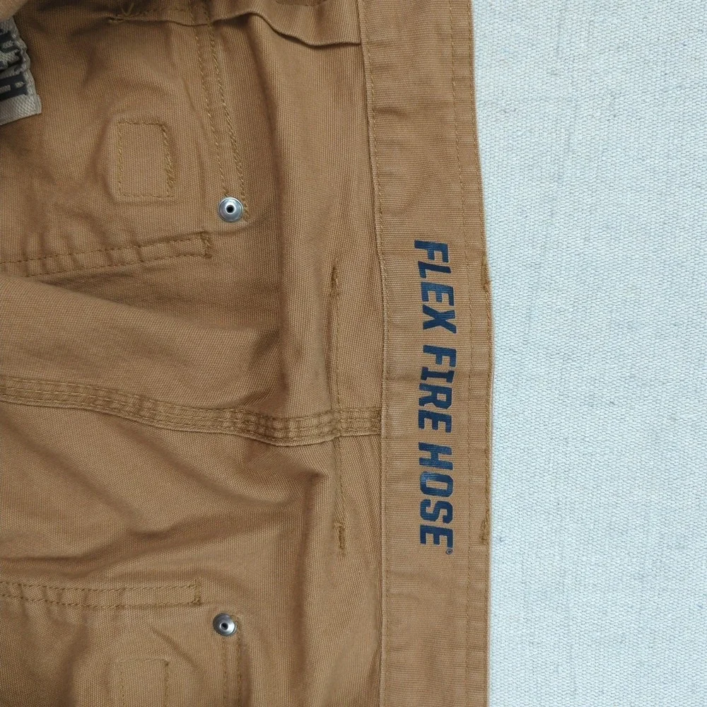 Duluth Trading Pants Mens 46x34 Khaki Flex Fire Hose Cargo Relaxed Utility